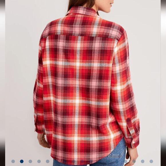 2057 NWT Old Navy Loose Flannel Boyfriend Shirt for Women Size Small Tall - Picture 2 of 7